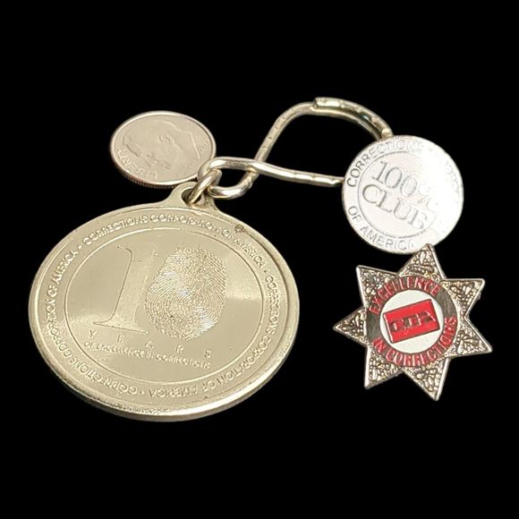 Corrections Corporation Of America Tennessee Keychain and 2 Unique Pins Lapel - Picture 2 of 8